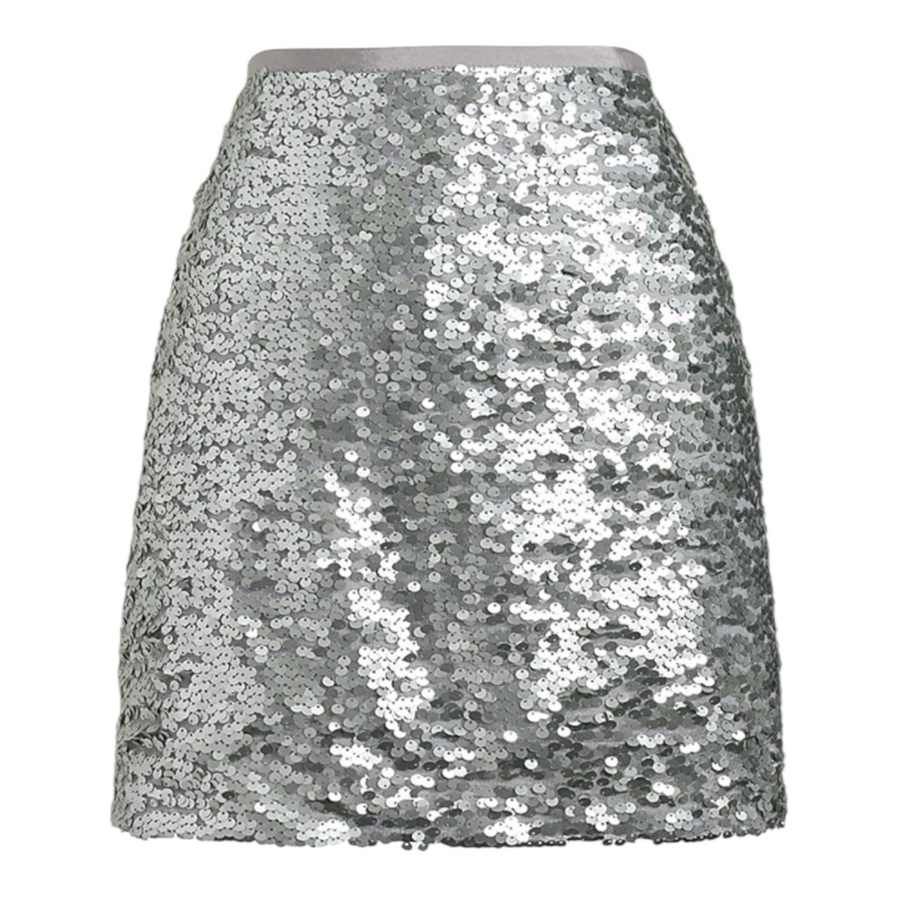 J Crew Sequin Skirt Womens Size 0 Silver